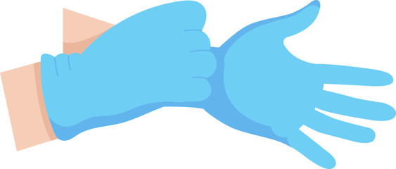 Doctor hand on protective glove flat icon Healthcare