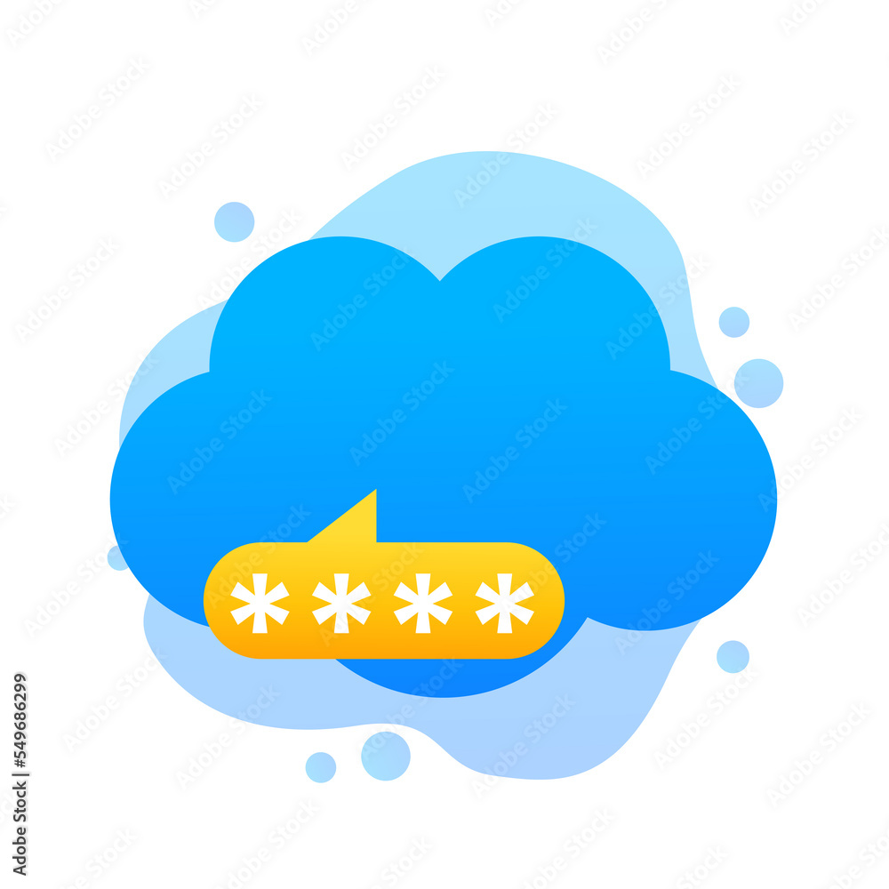 Poster data cloud password protection icon. isometric of data cloud password protection vector icon for web