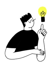 Man with idea - outlines