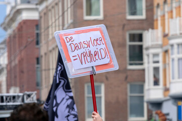 Billboard De Dansvloer = Vrijheid The Unmute Us Demonstration At Amsterdam The Netherlands 21-8-2021