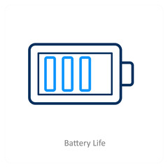 Battery life and charging icon concept
