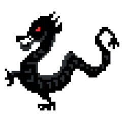 Fototapeta premium Chinese dragon pixel art. China mythical monster 8 bit. National folk beast. vector illustration. Vector illustration