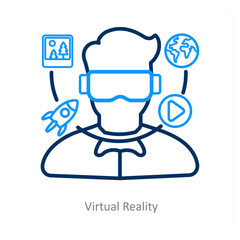 Virtual Reality and Augmented icon concept