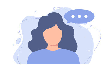 Beautiful girl is talking on a video call. Online meet concept