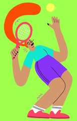 White woman playing tennis