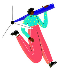 Woman installer of Wind Turbine