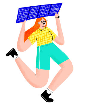 Woman installer of Solar Panels