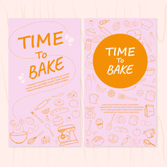 Set of baking bakery line icons template