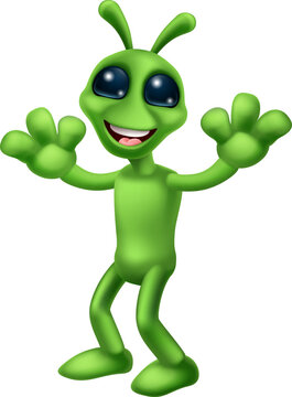 An alien cute little green man Martian cartoon mascot