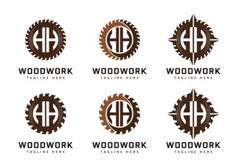 Monogram H Letter in sawmill. Perfect for woodworker, industrial and construction logos