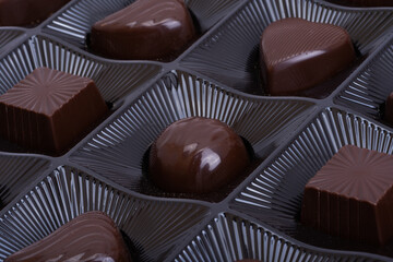 chocolate candies in a box close-up