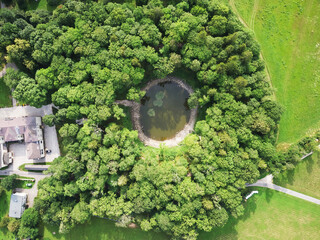 Aerial view of Kaali crater, in Saaremaa, Estonia.