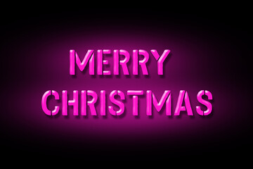 Merry Christmas. Pink neon inscription isolated on a black background. Holidays.