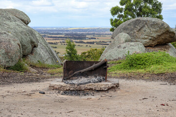 bbq fireplace amongst rock formations in outdoors you yangs regional park