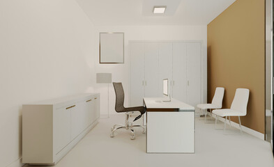 Modern office Cabinet.  3D rendering.   Meeting room, Mockup.   Empty paintings