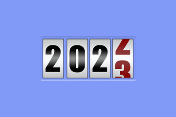 Counter with numbers 2023. Isolated on blue background. New Year concept.Business. Festive