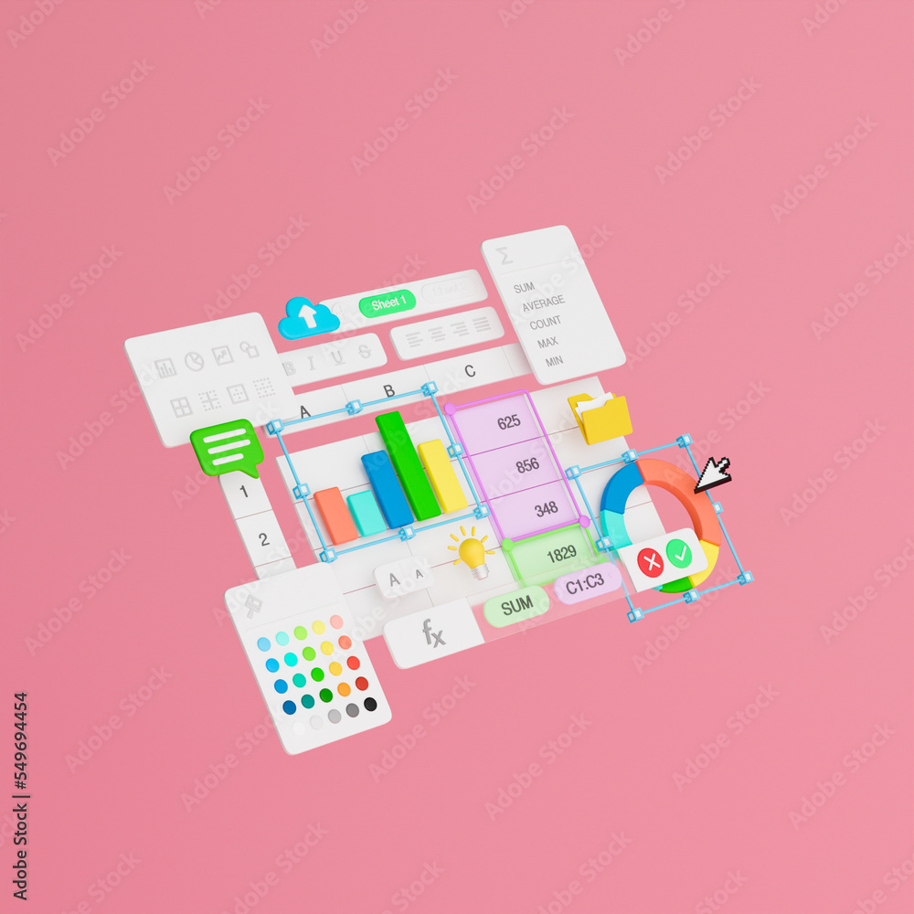 Poster spreadsheets graphs charts table data business financial report analysis screen software accounting 