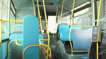 empty Route bus interior 3d render image