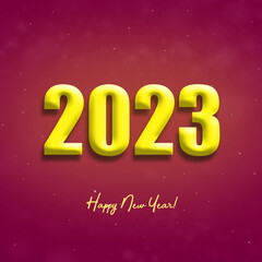 Fototapeta na wymiar 2023, bright yellow numbers, on a red background. Christmas background.Festive