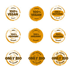 Eco, bio, organic and natural products sticker, label, badge and logo.
Ecology icon. Logo template with green leaves for organic and eco
friendly products. Vector illustration