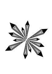 Motifs graphique en noir et blanc, pouvant aussi représenter des diamants ou pierre s'apparentant.