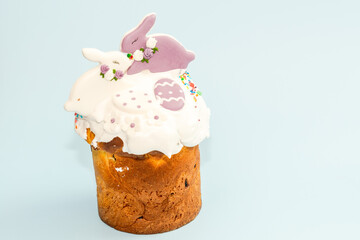 Traditional Easter cake isolated on a blue background