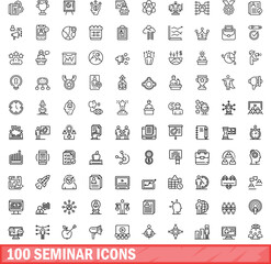 100 seminar icons set. Outline illustration of 100 seminar icons vector set isolated on white background