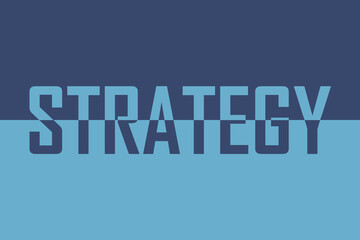 Strategy, icon. Logo. Colorful typography banner with single word. Text caption, art lettering, creative dark blue font. Rubric concept. Minimal design.