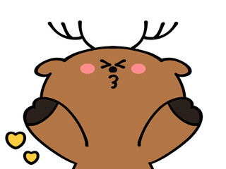 チュウをするゆるトナカイのイラスト素材