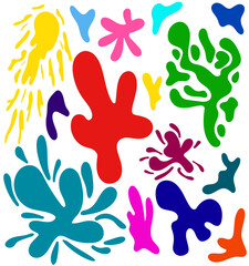 Collection of splashes, splodges and blodges.  Fun and bright irregular shapes.