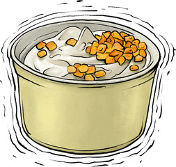 Yogurt with a sprinkling of orange zest illustration drawing
