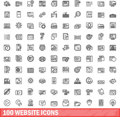 100 website icons set. Outline illustration of 100 website icons vector set isolated on white background