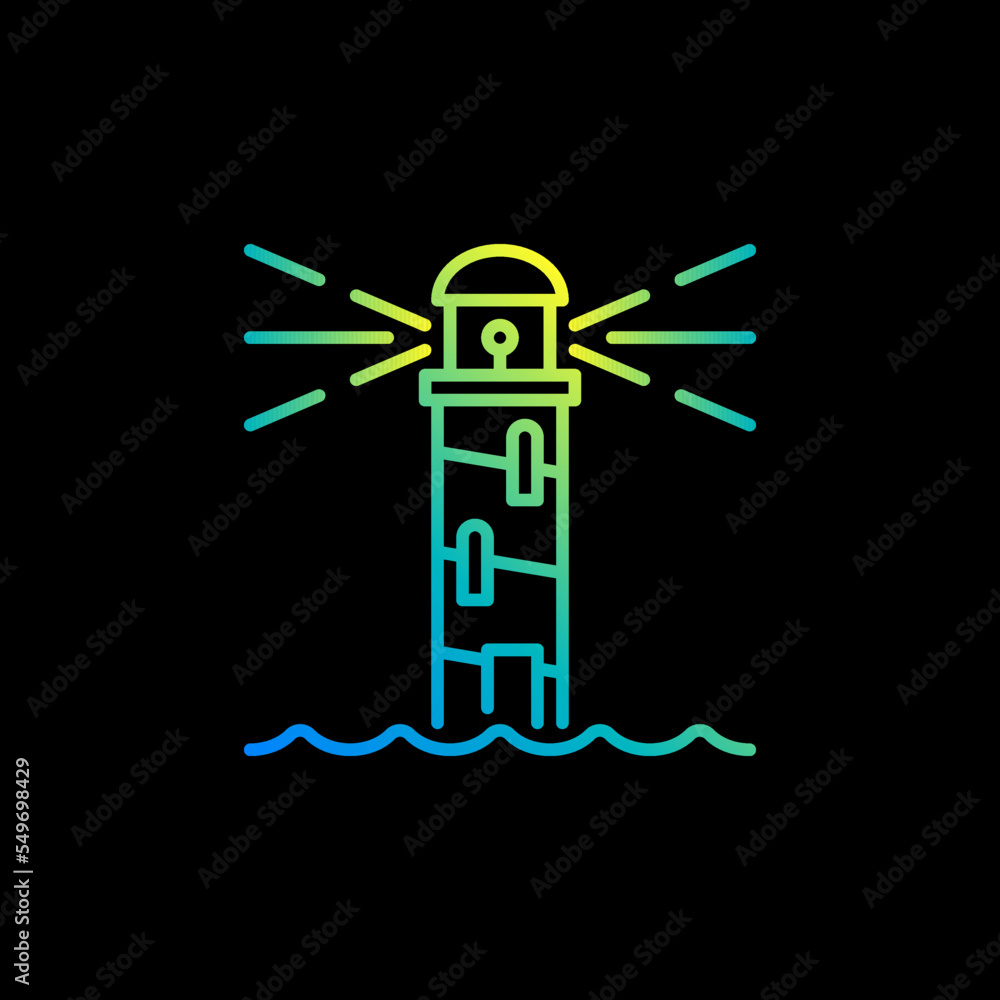 Poster lighthouse vector concept minimal colorful outline icon