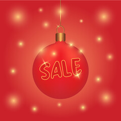 Christmas and New Year sale ball. Christmas promotion design. Color vector illustration.
