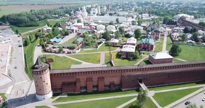 Picturesque view from height of the Kolomna Kremlin. Kolomna city. Russia