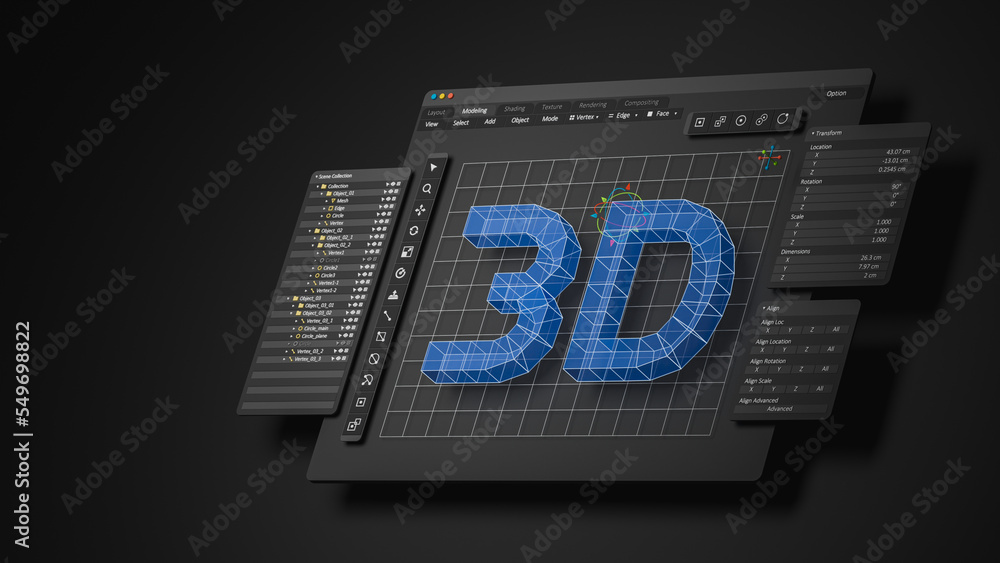Leinwandbilder Engineering designer design 3D CAD software program Industrial engine model mechanical dimensional digital manufacturing factory engineer computer screen. 3d rendering.
