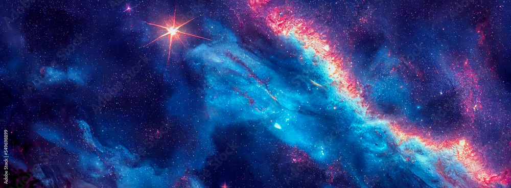 Wall mural panorama colorful background with nebula galaxy space 06 generative ai illustration