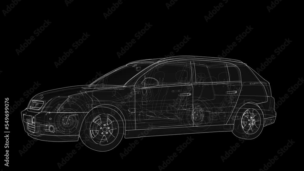 Poster concept car. 4k 60fps seamless loop animation