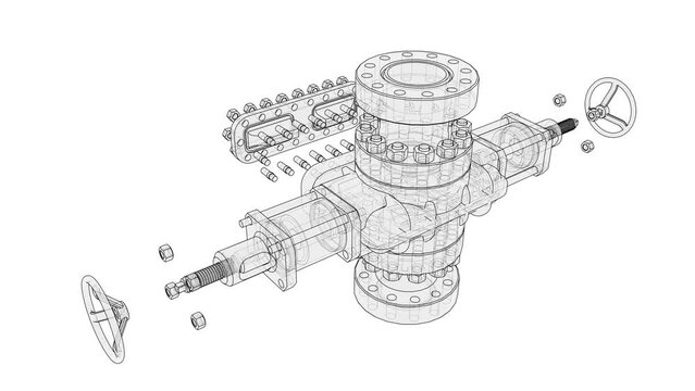 Blowout preventer. Wire frame style