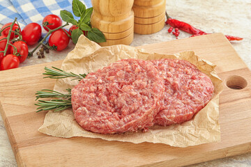 Raw pork cutlet for burger