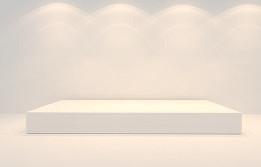 White square podium, White box, Product display, 3D Rendering.
