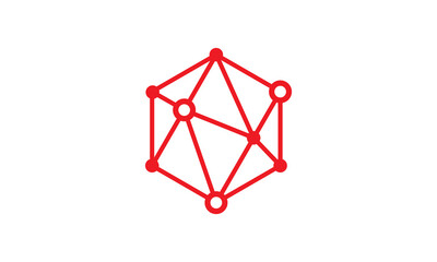 hexagon molecule logo vector. connection technology icon design