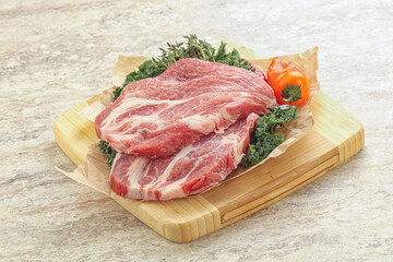 Raw pork neck for cooking