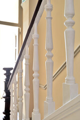Balusters and white wooden carved Stair spindles