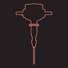 Neon jackhammer red color vector illustration image flat style