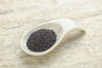 Black sesame seeds in the bowl