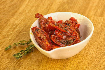 Sun-dried natural Italian tomato in the bowl