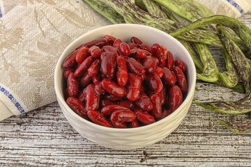 Baked red canned bean in the bowl