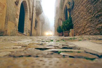 Narrow stone lane in Erice.
