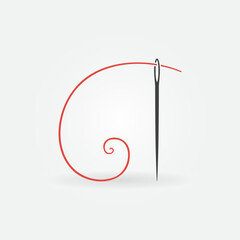 Needle with red thread icon - Tailor vector concept sign